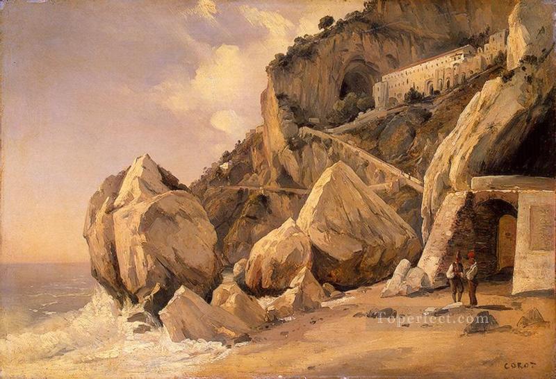 Rocks in Amalfi plein air Romanticism Jean Baptiste Camille Corot Oil Paintings